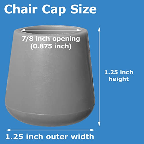 4 Rubber Chair Leg Caps 7/8 Inch Rubber Folding Chair Leg Caps, Non-Slip Chair Leg Floor Protectors for Hardwood Floors, Chair Leg Tips Caps 7/8 Inch Rubber Table Feet Cover Gripper Pads (Gray)