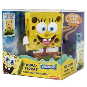 Penn-Plax Spongebob Squarepants Aqua-Flora Living Aquarium Decoration with Embedded Glosso Plant Seeds – Spongebob