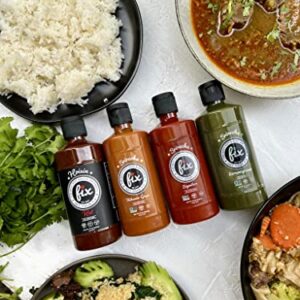 Fix Hot Sauce Variety Pack - Signature Sriracha Sauce, Lemongrass Sriracha, Habanero Ginger, & Hot Hoisin Sauce - Non GMO, Vegan, Gluten Free, Great on Pizza, Hamburgers & Tacos - 10 Oz, 4-Pack