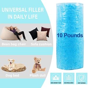 DR.DUDU 10lbs Shredded Memory Foam Filling for Bean Bag Filler, Soft and Convenient Pillow Stuffing Foam for Couch Cushion Dog Bed Chair Arts Crafts, Added Gel Particles