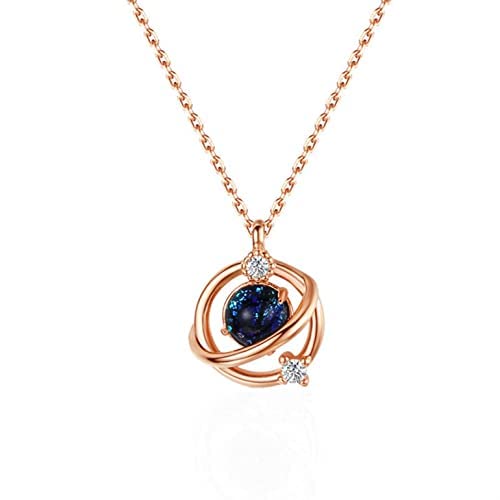 Luxurious Planet Collarbone Necklace Ladies Personalized Diamond Dark Moon Pendants Necklace Sparkly Pendant Jewelry, Rose Gold