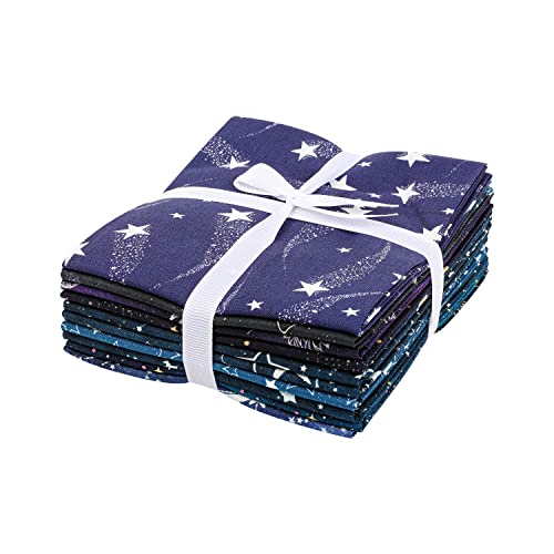 Craftido -25 Options- 100% Cotton Quilting Fabric Bundles 10pcs Fat Quarters 18”x21”-Medium Weight 5.2 oz- for Quilting, Sewing Project, Patchwork, DIY Crafts – Starry Sky