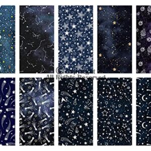 Craftido -25 Options- 100% Cotton Quilting Fabric Bundles 10pcs Fat Quarters 18”x21”-Medium Weight 5.2 oz- for Quilting, Sewing Project, Patchwork, DIY Crafts – Starry Sky