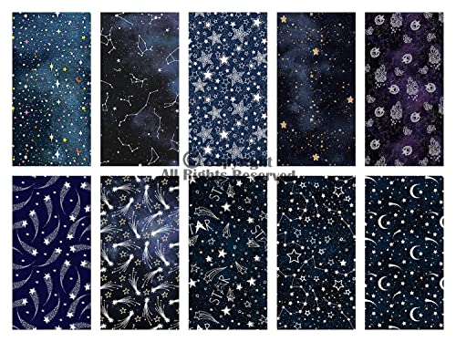 Craftido -25 Options- 100% Cotton Quilting Fabric Bundles 10pcs Fat Quarters 18”x21”-Medium Weight 5.2 oz- for Quilting, Sewing Project, Patchwork, DIY Crafts – Starry Sky