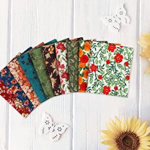 Craftido -25 Options- 100% Cotton Quilting Fabric Bundles 10pcs Fat Quarters 18”x21”-Medium Weight 5.2 oz- for Quilting, Sewing Project, Patchwork, DIY Crafts - Retro Style