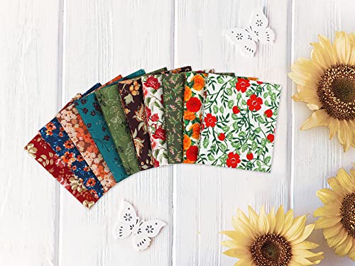 Craftido -25 Options- 100% Cotton Quilting Fabric Bundles 10pcs Fat Quarters 18”x21”-Medium Weight 5.2 oz- for Quilting, Sewing Project, Patchwork, DIY Crafts - Retro Style