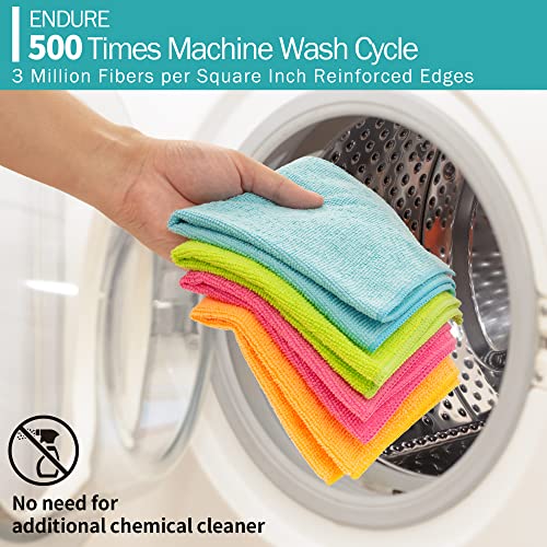 HOMERHYME Microfiber Cleaning Cloth - 12 Pack Cleaning Towels, 12.6" x 12.6" Dish Cloths, Lint Free Non-Abrasive Dusting Cloth, Washable Reusable All Purpose Wash Cloth for Kitchen, Car, House, Office