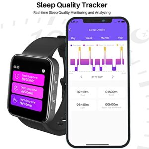 TOZO S1 Smart Watch Bluetooth 5.0 Activity Tracker with Heart Rate Monitor Sleep Monitor Pedometer and Calorie Counter IPX8 Waterproof 1.54-inch Touchscreen Compatible with iPhone & Android Phones