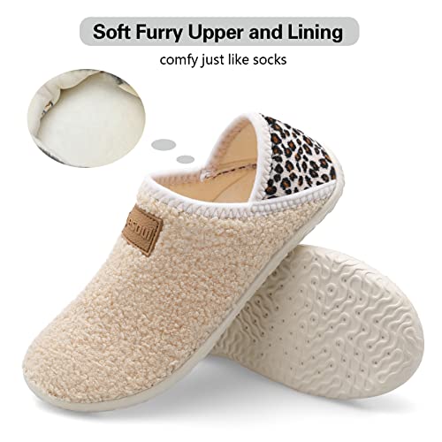 Fuzzy House Slippers for Women Men Indoor Closed Back Lightweight Cozy Faux Furry Lining Barefoot House Shoes Slipper Socks for Bedroom Home Office Yoga Outdoor Walking Shoes 6.5-7.5 Women/5-5.5 Men