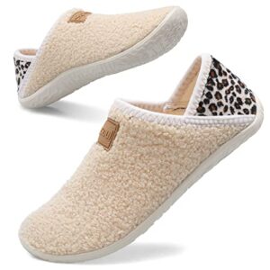 Fuzzy House Slippers for Women Men Indoor Closed Back Lightweight Cozy Faux Furry Lining Barefoot House Shoes Slipper Socks for Bedroom Home Office Yoga Outdoor Walking Shoes 8.5-9.5 Women/6.5-7.5 Men