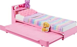 barbie my first barbie doll house furniture, bedtime playset with trundle bed, plush puppy & accessories, toys for little kids, 13.5-inch scale