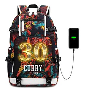 ansigeren dazzling gold 30 basketball player star sc creative backpacks sports fan bookbag travel student backpack for men women (8)