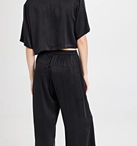 Lunya Women's Washable Silk High Rise Pant Set, Immersed Black, XS