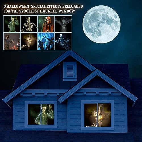 AAXA HP3 Halloween Projector (2023 Upgraded) for Haunted Windows, Auto-Start, Holographic Projections, HD 1080p Support LED Portable Projector with 8 Pre-Loaded Hologram Movies, Built-in Speaker