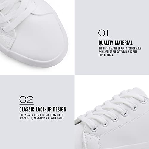 JABASIC Women Lace Up Platform Sneakers Comfortable Casual Fashion Sneaker Walking Shoes (11,White)