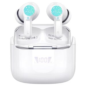 wireless earbud, bluetooth headphones 5.3 stereo bass earphones 2023 noise cancelling ear buds 40h dual mic call, bluetooth earbud in-ear usb-c led display ip7 waterproof sport headset for android ios