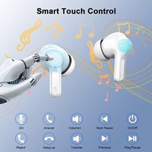 Wireless Earbud, Bluetooth Headphones 5.3 Stereo Bass Earphones 2023 Noise Cancelling Ear Buds 40H Dual Mic Call, Bluetooth Earbud in-Ear USB-C LED Display IP7 Waterproof Sport Headset for Android iOS