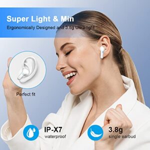 Wireless Earbud, Bluetooth Headphones 5.3 Stereo Bass Earphones 2023 Noise Cancelling Ear Buds 40H Dual Mic Call, Bluetooth Earbud in-Ear USB-C LED Display IP7 Waterproof Sport Headset for Android iOS