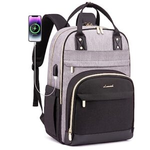 lovevook laptop backpack for women men, fits 15.6 inch laptop bag, fashion travel work anti-theft bag, business computer waterproof backpack purse, university backpacks, grey-black-balck