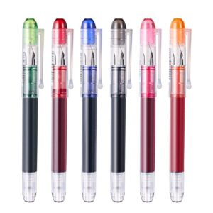6 pieces multicolor disposable fountain pens, smooth-writing office supplies for sketching, journaling, calligraphy, doodling and holiday christmas gifts