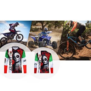 MENUTT Men's Mountain Bike Jersey Long Sleeve MTB Off-Road Mexico Jersey Downhill&Motocross Shirts Black/White