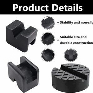 Dianrui 4PCS(2 Pairs) V-Groove and Round Shape Heavy Duty Jack Rubber Pad Adapter Fit for Jack Stand,Black Universal Rubber Slotted Frame Rail Pinch welds Protector K1-O-029-4