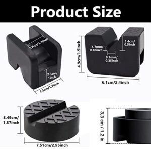 Dianrui 4PCS(2 Pairs) V-Groove and Round Shape Heavy Duty Jack Rubber Pad Adapter Fit for Jack Stand,Black Universal Rubber Slotted Frame Rail Pinch welds Protector K1-O-029-4