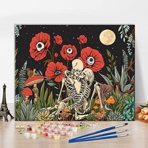 tishiron skull oil hand painting moon garden diy paint by numbers for adults beginner drawing with brushes living room bedroom decor gifts for home decorations 16x20inch