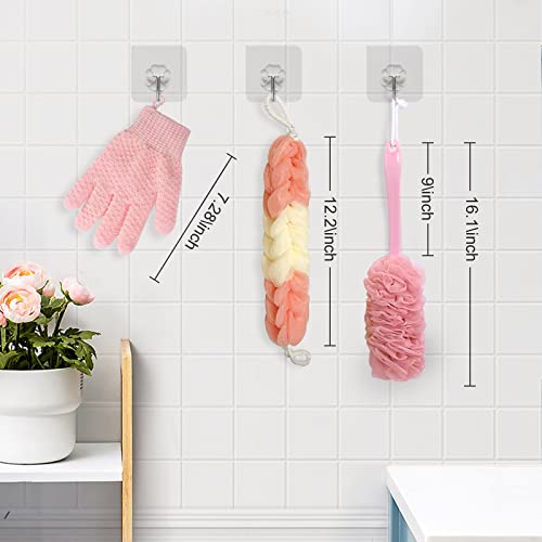 Back Scrubber for Shower, Long Handle Back Loofah Shower Brush, Soft Nylon Mesh Back Cleaner Washer, Loofah On a Stick for Men Women, Loofah Sponge Exfoliating Body Scrubber for Skin Care