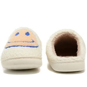 Retro Fuzzy Face Slippers for Women Men, Retro Soft Fluffy Warm Home Non-Slip Couple Style Casual Smiley Face Slippers Indoor Outdoor Anti-Skid Warm Cozy Foam Slide Fuzzy Slides with Soft Memory Foam Shoes