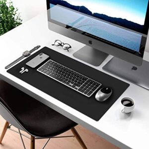 Desk Mat Large Protector Pad - Multifunctional Dual-Sided Office Desk Pad,Smooth Surface Soft Mouse Pad, Waterproof Desk Mat for Desktop, Pu Leather Desk Cover for Office/Home(Black, 31.5" x 15.7")