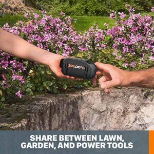 Worx WG163 GT 3.0 20V PowerShare 12" Cordless String Trimmer & Edger (Battery & Charger Included) & WA3578 - PowerShare 20V 4.0Ah, Lithium Ion High Capacity Battery, Orange and Black