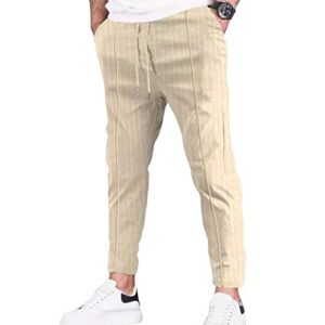 rela bota mens fashion striped sweatpants - casual skinny trousers slim-fit jogger sport pants khaki m