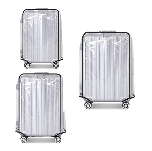 FABULWAY 2PCS Clear PVC Suitcase Cover Protectors Transparent Luggage Cover Waterproof Wheeled Suitcase Dust Cover Dustproof Travel Luggage Sleeve Protector (20"+28")