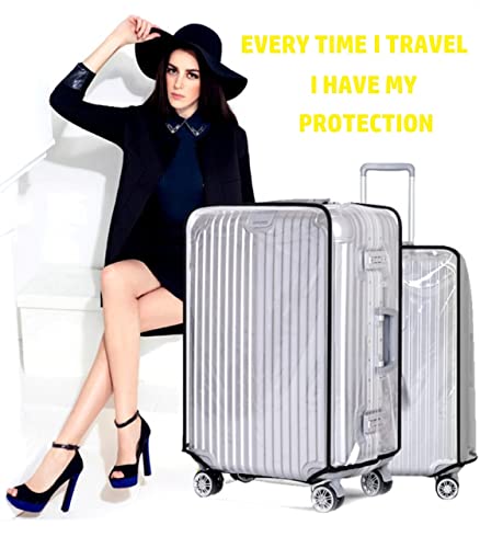 FABULWAY 2PCS Clear PVC Suitcase Cover Protectors Transparent Luggage Cover Waterproof Wheeled Suitcase Dust Cover Dustproof Travel Luggage Sleeve Protector (20"+28")