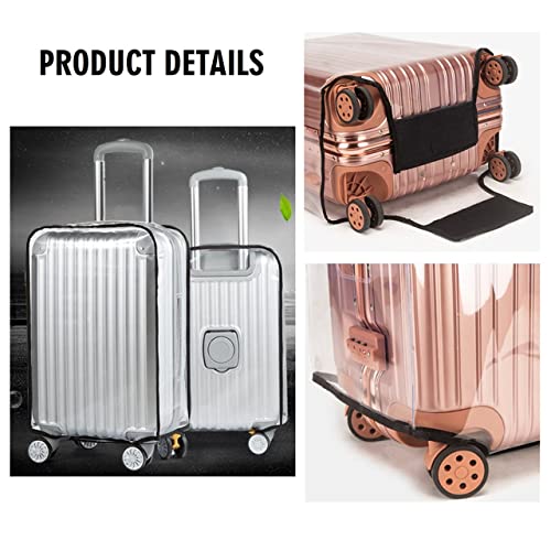 FABULWAY 2PCS Clear PVC Suitcase Cover Protectors Transparent Luggage Cover Waterproof Wheeled Suitcase Dust Cover Dustproof Travel Luggage Sleeve Protector (20"+28")