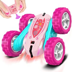 free to fly rc stunt cars: double sided 360°flip rotating 4wd race car toy for outdoor & indoor for 6 7 8 9 10 11 12 year old girls boys birthday gift for kids ages 6+