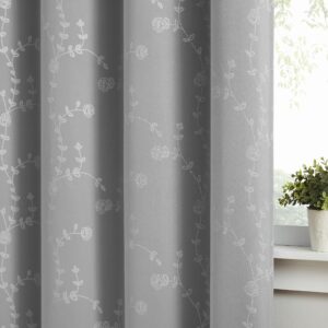 fragrantex grey rose blackout curtains set 84 inch length for bedroom 2 panels, thermal insulated floral print patterned decorative room darkening living room drapes grommet top, 52" x 84"