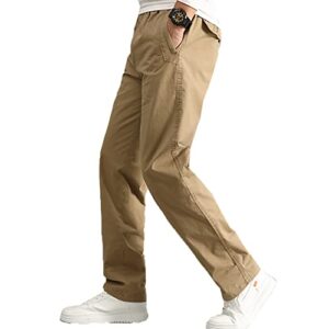 aifarld mens cargo pants elastic waist pants sport jogger long trousers for hiking fishing running workout khaki