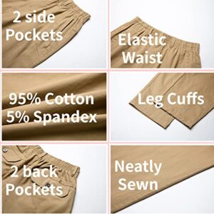 AIFARLD Mens Cargo Pants Elastic Waist Pants Sport Jogger Long Trousers for Hiking Fishing Running Workout Khaki