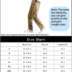 AIFARLD Mens Cargo Pants Elastic Waist Pants Sport Jogger Long Trousers for Hiking Fishing Running Workout Khaki