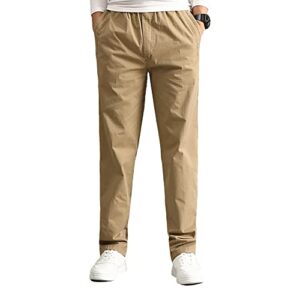 AIFARLD Mens Cargo Pants Elastic Waist Pants Sport Jogger Long Trousers for Hiking Fishing Running Workout Khaki