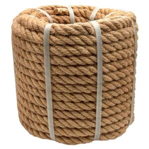 natural hemp rope jute rope (3/4 in * 100 ft) twisted manila rope for hammocks, swings, boat railings.