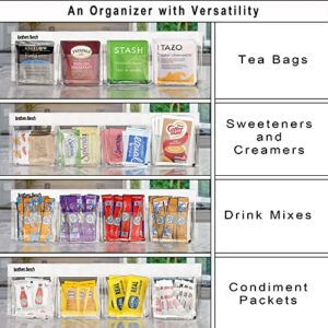 Clear Tea Bag Organizer Holds up to 52 Tea Bags, Tea Organizer Tea Box Alternative with 3M Strips for Storage Cabinet & Kitchen Pantry Doors, Drawer Organizer, Tea Bag Holder is 13.00 x 3.75 inches