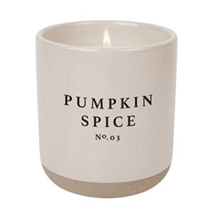 sweet water decor pumpkin spice soy candle | pumpkin, cloves, buttercream, cinnamon, smoke embers, and vanilla scented candles for home | 12oz cream stoneware jar, 60+ hour burn time, made in the usa