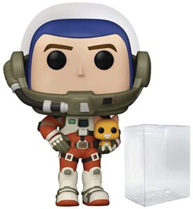 pop disney pixar: lightyear - buzz lightyear (xl-15) with sox funko vinyl figure (bundled with compatible box protector case), multicolored, 3.75 inches