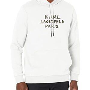 Karl Lagerfeld Paris Men's Color Block Solid Pullover, White, X-Large