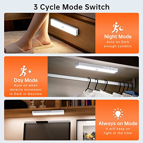 LED Closet Light with Charging Station, 30LEDs Dimmer Rechargeable Motion Sensor Under Cabinet Lighting with Remote Control, Wireless Stick-Anywhere Night Light for Wardrobe,Kitchen-6 Pcs