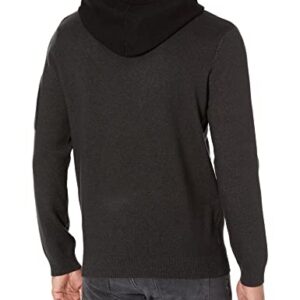 Karl Lagerfeld Paris Men's Soft Color Block Sweater Hoodie, Black/Charcoal, Large