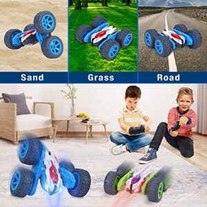 Twister.CK Remote Control Car, 2Pack Double Side RC Stunt Car, 360 Filps Rotating RC Cars, LED Headlights RC 4WD High Speed Off Road for Kids Girls Boys Age 6+